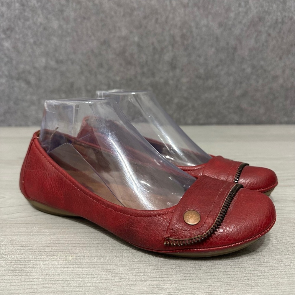 EuroSoft by Sofft Sena Women's Sz 7 Red Zipper Accent Ballet‎ Flats 1032309